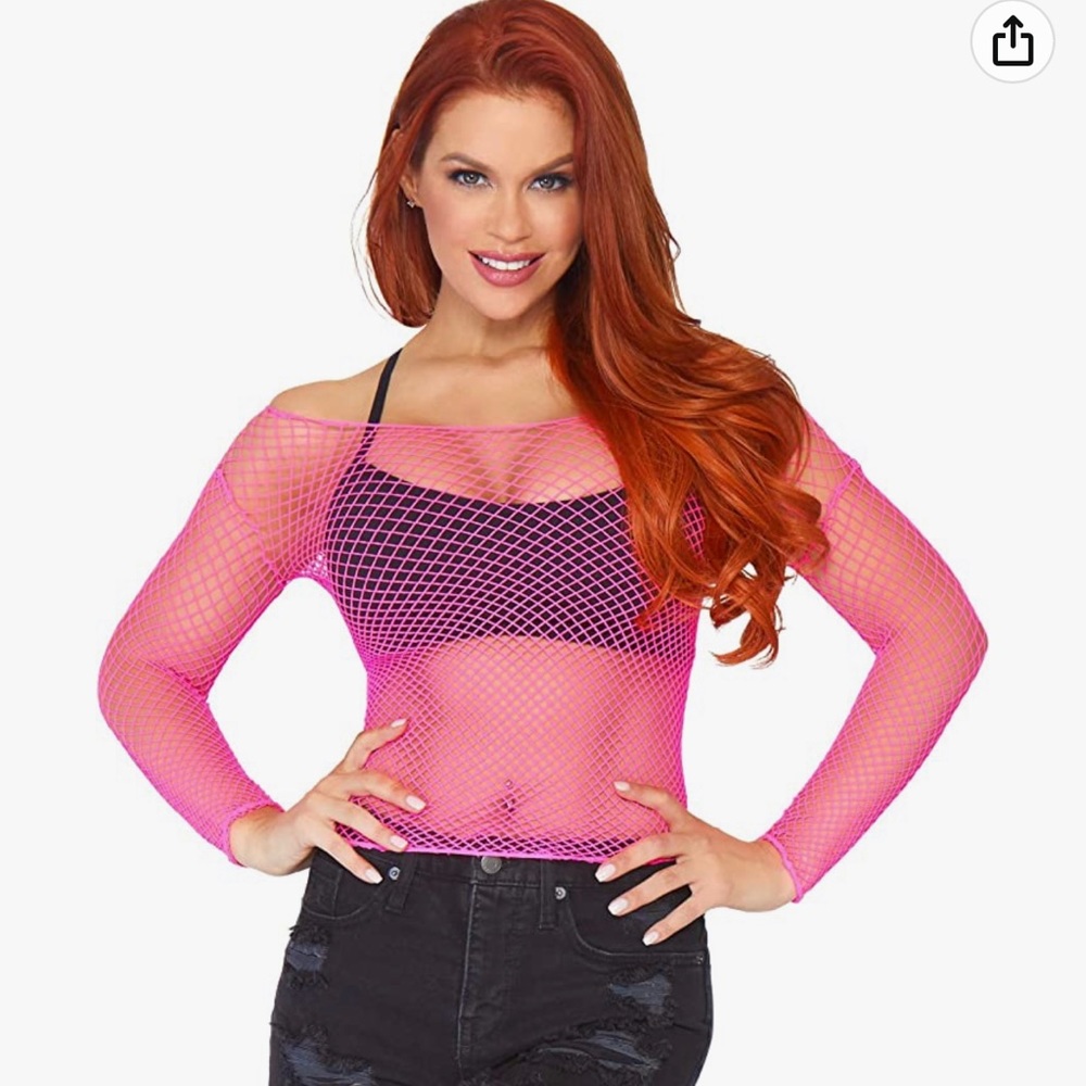 Women’s fish net top pink ONE SIZE